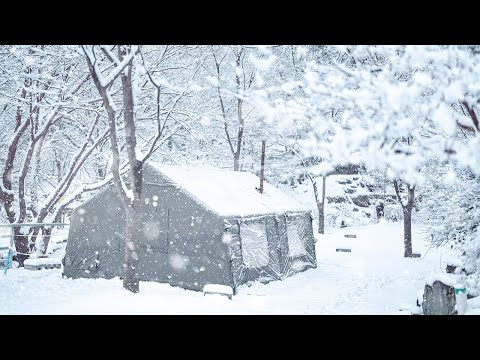 -16°C SNOW and STORM Camping in AIR TENT that is more