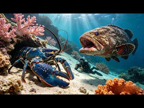 Diving under the sea to catch eels, crabs and sea cucumbers