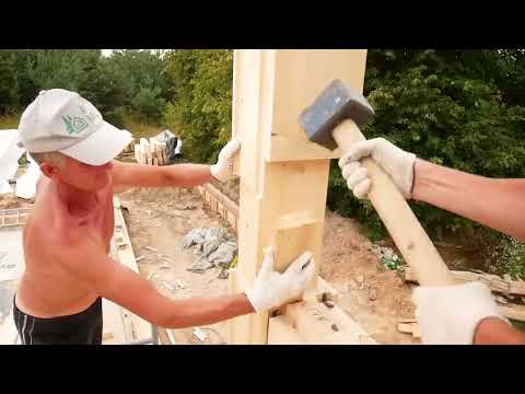 A house out of the vertical timber From start to finish