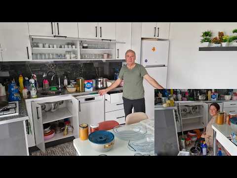 ANNEMİN MUTFAK DOLAPLARININ İÇİNİ DÜZENLİYORUZ BABAMLA