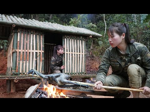 build new shelter with sturdy bamboo, hunt wild chickens in