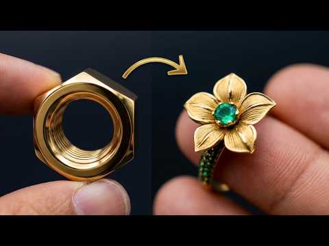 How I turn a hex nut into beautiful flower ring - handmade