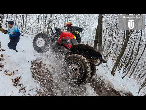 Steep Winter Hill Climb Extreme Frozen Snow Rush