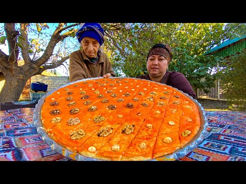 COLLECTING WALNUT AND MAKE AZERBAIJANI BAKLAVA ON THE
