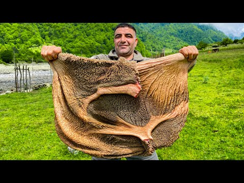 Cooking Juicy Kutabs of BEEF STOMACH in Wild - The Ancient