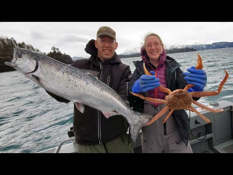 Catch and Cook Snow Crabs & King Salmon - Fishing Alaska