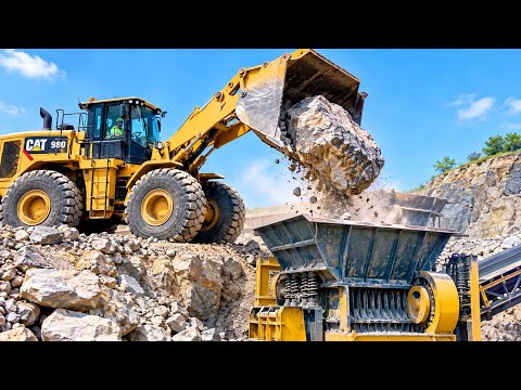 Caterpillar Loader Drops Massive Rocks Into the Heavy