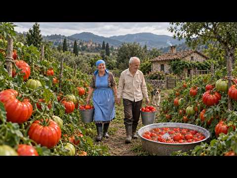 Organic Tomatoes Harvesting from Garden and Preserving