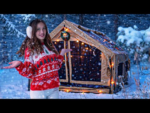 Winter Snowy Christmas Camping in My Luxury Inflatable Tent