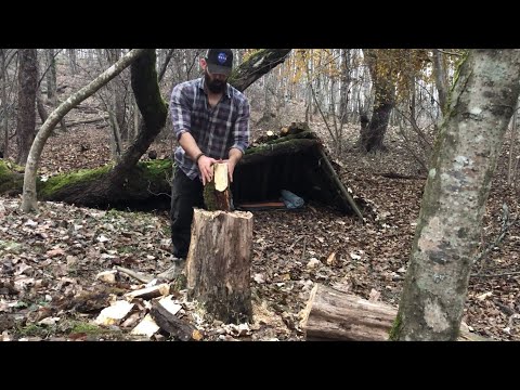 bushcraft camping in wilderness - survival skills: