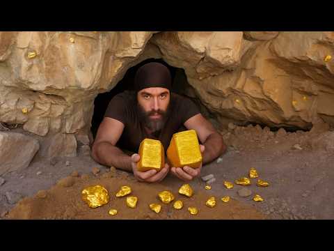 I Found a Gold Mine and Melted the Gold Using Primitive