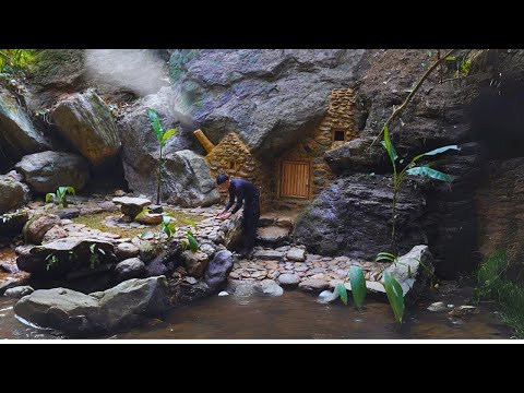 I Build a complete shelter under a giant rock Cozy