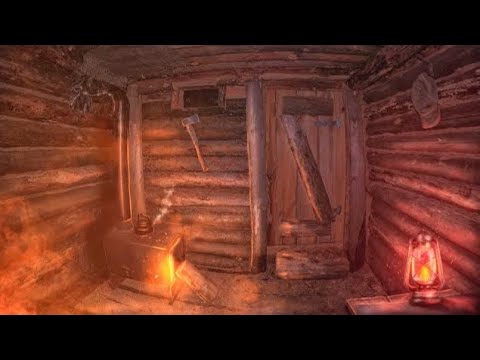 A secret house in the forest, bushcraft wood-burning
