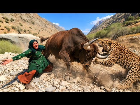 Wild leopard attacks poor cow and Tuba Walbers panics to