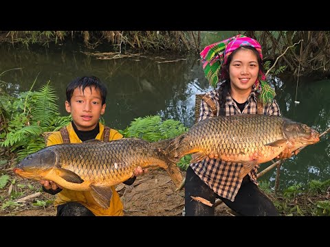 How to make a bamboo fishing rod, fishing for giant