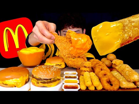 ASMR 치즈속에 치즈버거오징어링 치즈스틱 애플파이 너겟 먹방~ Cheese Burger With