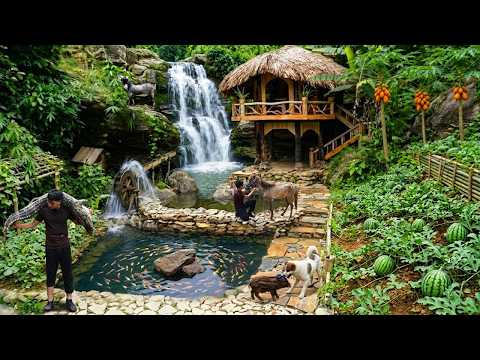 Full Video: 100 Days Building a Bushcraft House & Pool by