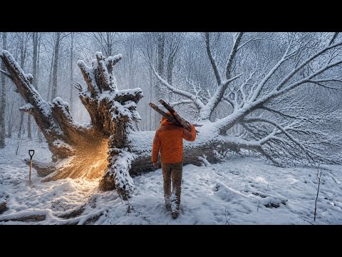3 Days Surviving in heavy Blizzard building shelter