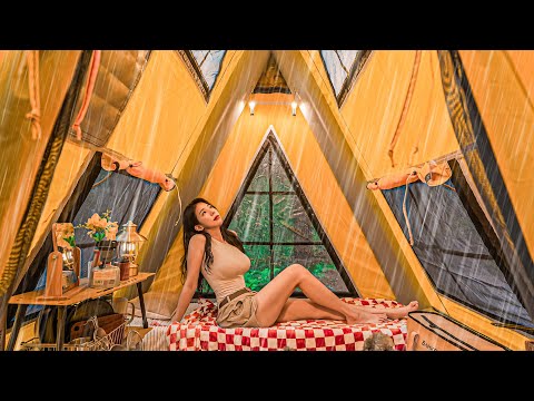 CAMPING IN HEAVY RAIN , DEEP MOUNTAINSㅣRELAXING ASMRㅣAIR
