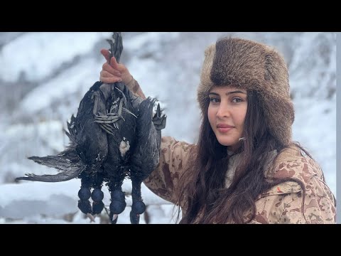 Rural cooking on the first snow of winter! Cooking a