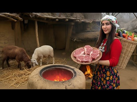 Village Life on a Stormy Day | Traditional Steak Cooking