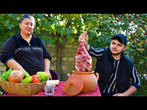 Azerbaijan Village Cooking, National Dish BUGLAMA, (Goat
