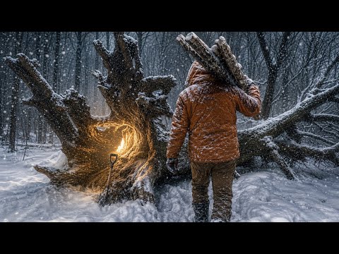 2 Nights Alone in a heavy Snowstorm No Sleeping Bag,Only