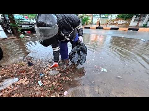 Clogged drains causing flooding were cleared and debris was