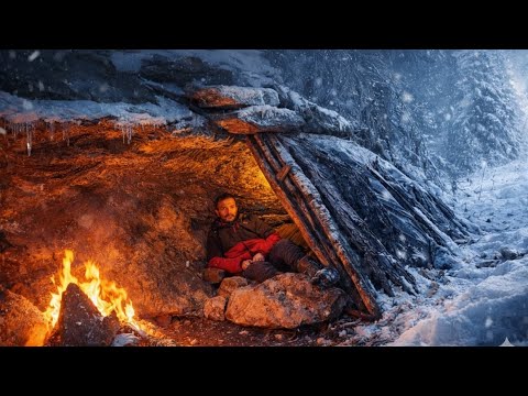 Extreme Winter Survival in Deep Snow | Solo Bushcraft