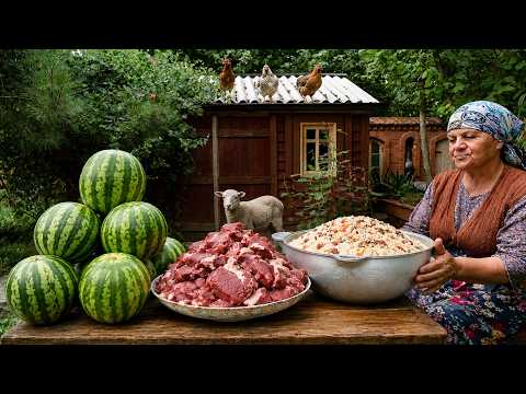 Rice & Beef Stuffed Watermelon Rustic Village Recipe