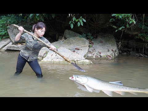 making bamboo tables and chairs, catching stream fish,