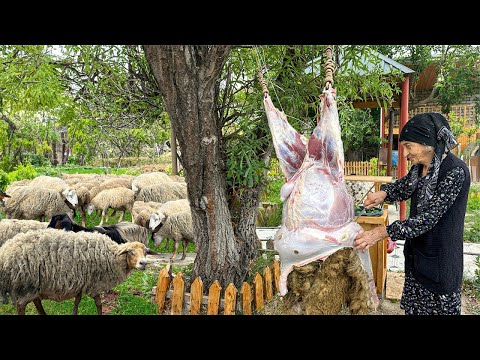 Grandma Butchering a Young Lamb and Prepared Delicious