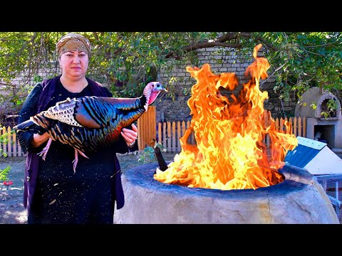Cooking Huge Stuffed Turkey in the Tandoor | Village Life
