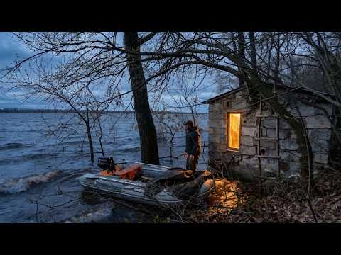 Arriving by Boat to My Flooded Cabin 24 Hours in a Stone