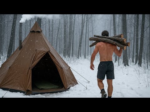 Hot Tent in Winter – Solo Snow Camping with a Wood Stove