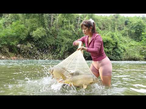 Full Video: Girl Fishing Alone on Stream and Lake, Fishing