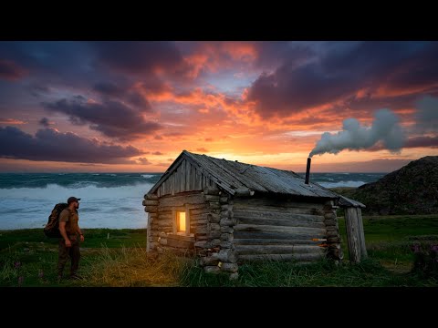 Alone on a Deserted Arctic Island Restoring a Log Cabin
