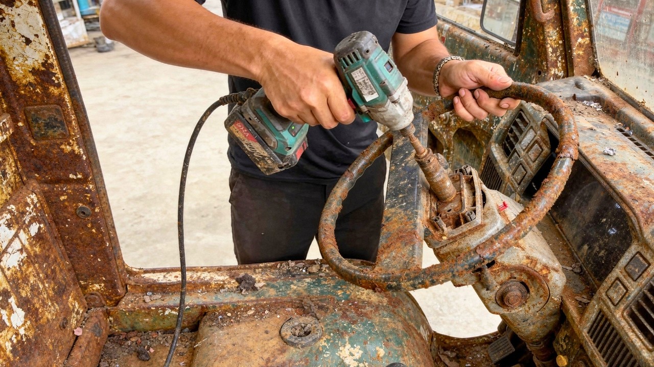 Man Pulls Abandoned Truck From River And Restores It In 60