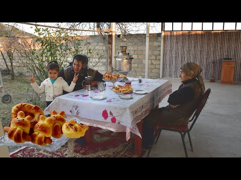 Baking Delicious Sweets In Our Village! Azerbaijan Cooking