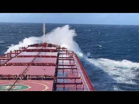 Merchant navy Rough sea in middle of south atlantic ocean