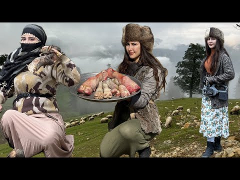 Cooking zing pilaf with veal leg in autumn nature! Cooking