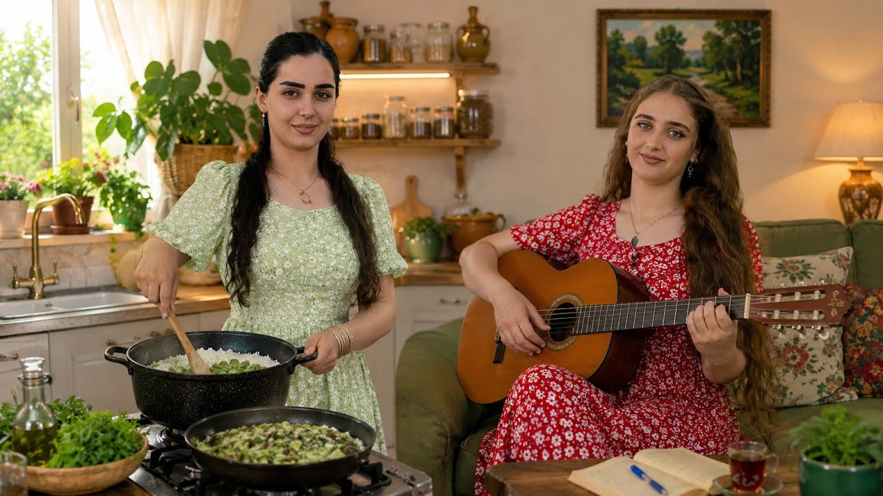 Cooking Baghali Polo with Chicken on a Sunny Spring Day