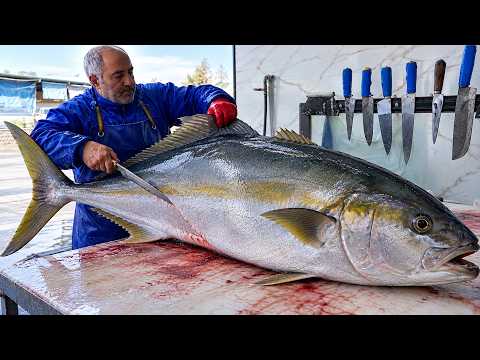 Filleting a Big Fish at the Fish Market