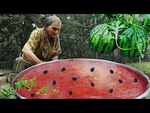 DAGESTAN Grandma making WATERMELON HONEY. Dagestan village