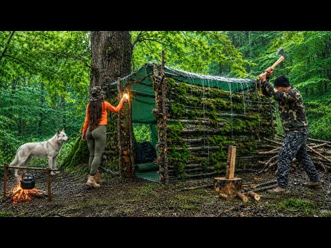3-Day Rainy Camping with My Girlfriend Building a Cozy