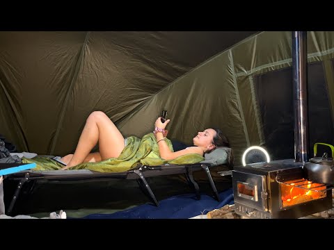 Solo Winter Camping HOT ADVENTURES IN A FROST NIGHT