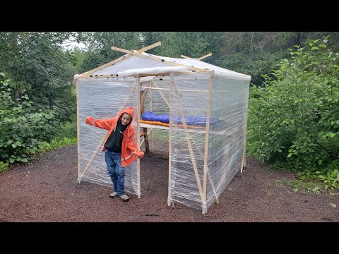 3 Days Camping in Cling Wrap Cabin - Crazy Bushcraft
