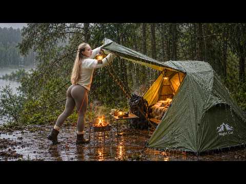 2 DAYS SOLO CAMPING IN HEAVY RAIN WITH MY DOG, FISHING &