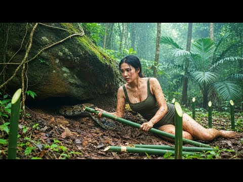 60 days solo camping Build shelter in the jungle Survival