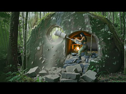 Build shelter under two large rocks that are about to